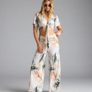 Mornings In Tulum Tropical Wide-Leg Pants