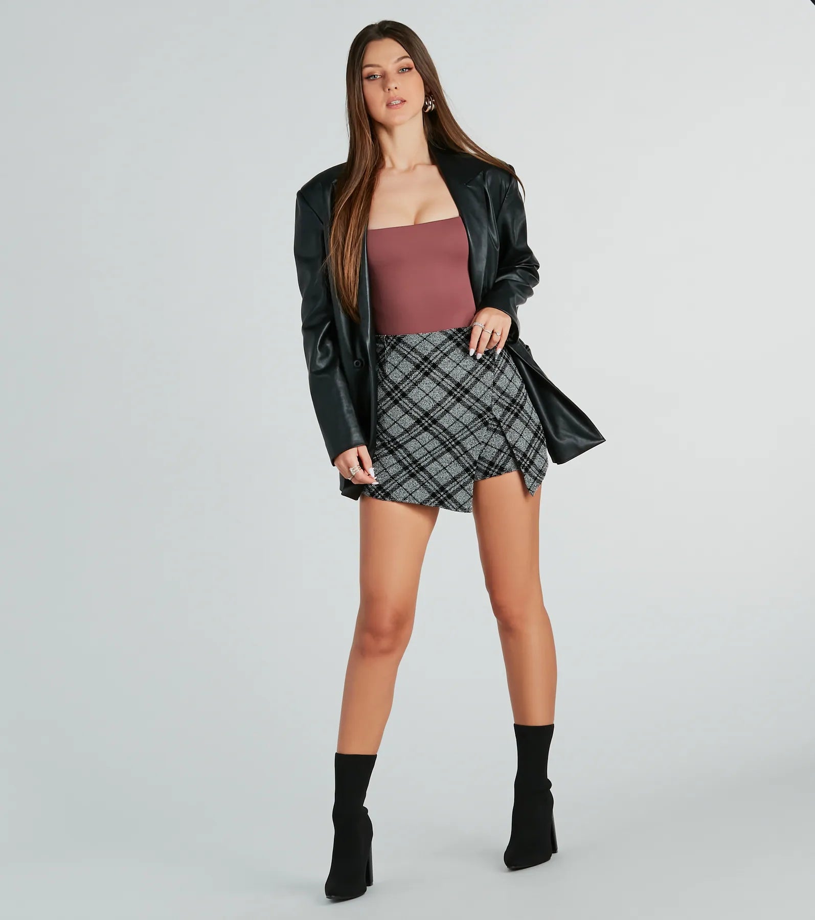 Preppy Plaid Babe High Rise Slit Skort - Image 2