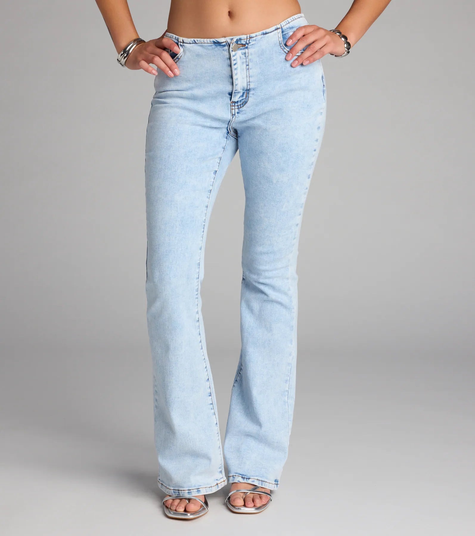 Retro Vibes Only Mid Rise Flare Denim Jeans - Image 4