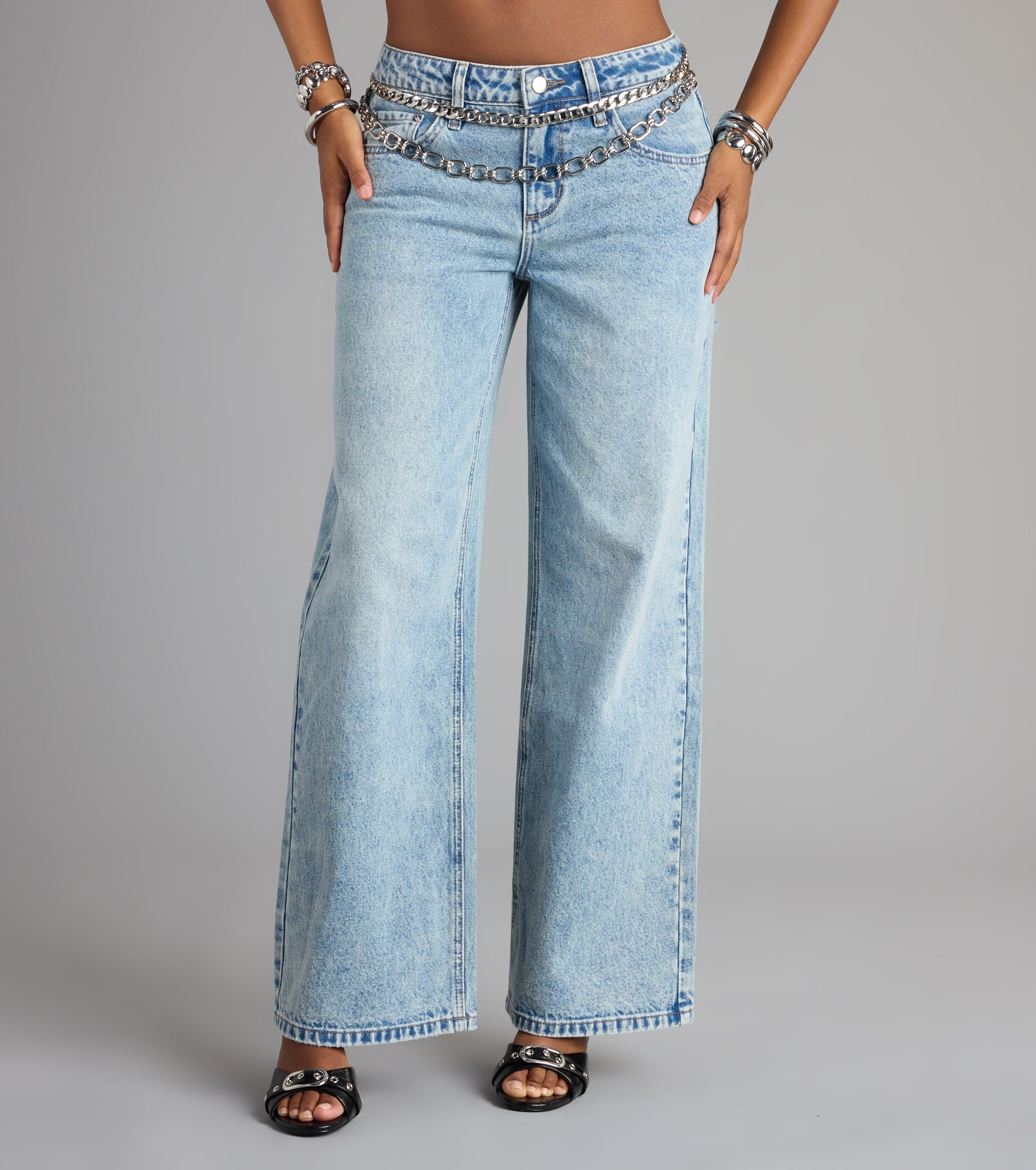 Casual Chaos Mid-Rise Wide Leg Denim Jeans - Image 5