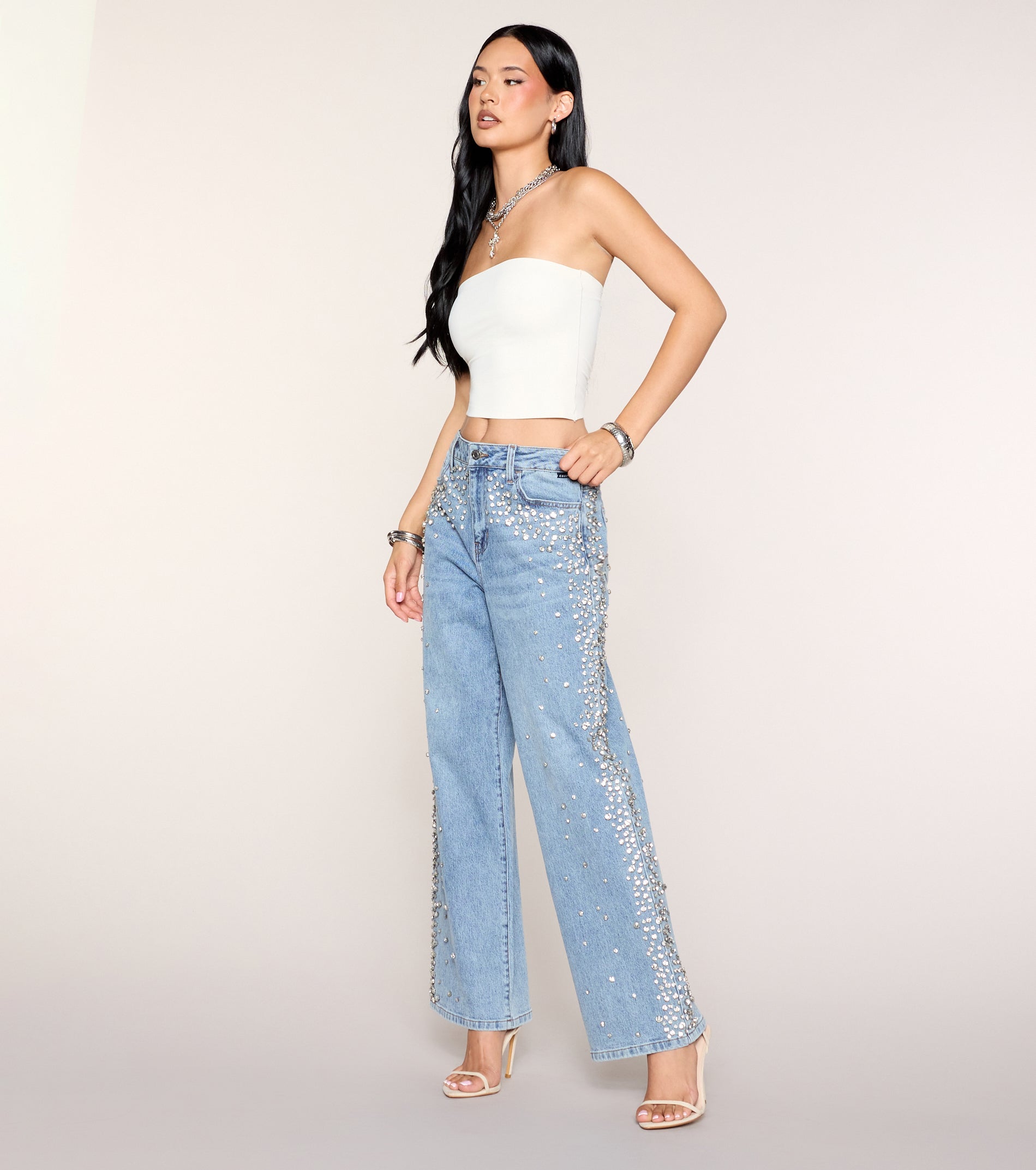 Gem Route Rhinestone Wide-Leg Jeans - Image 2