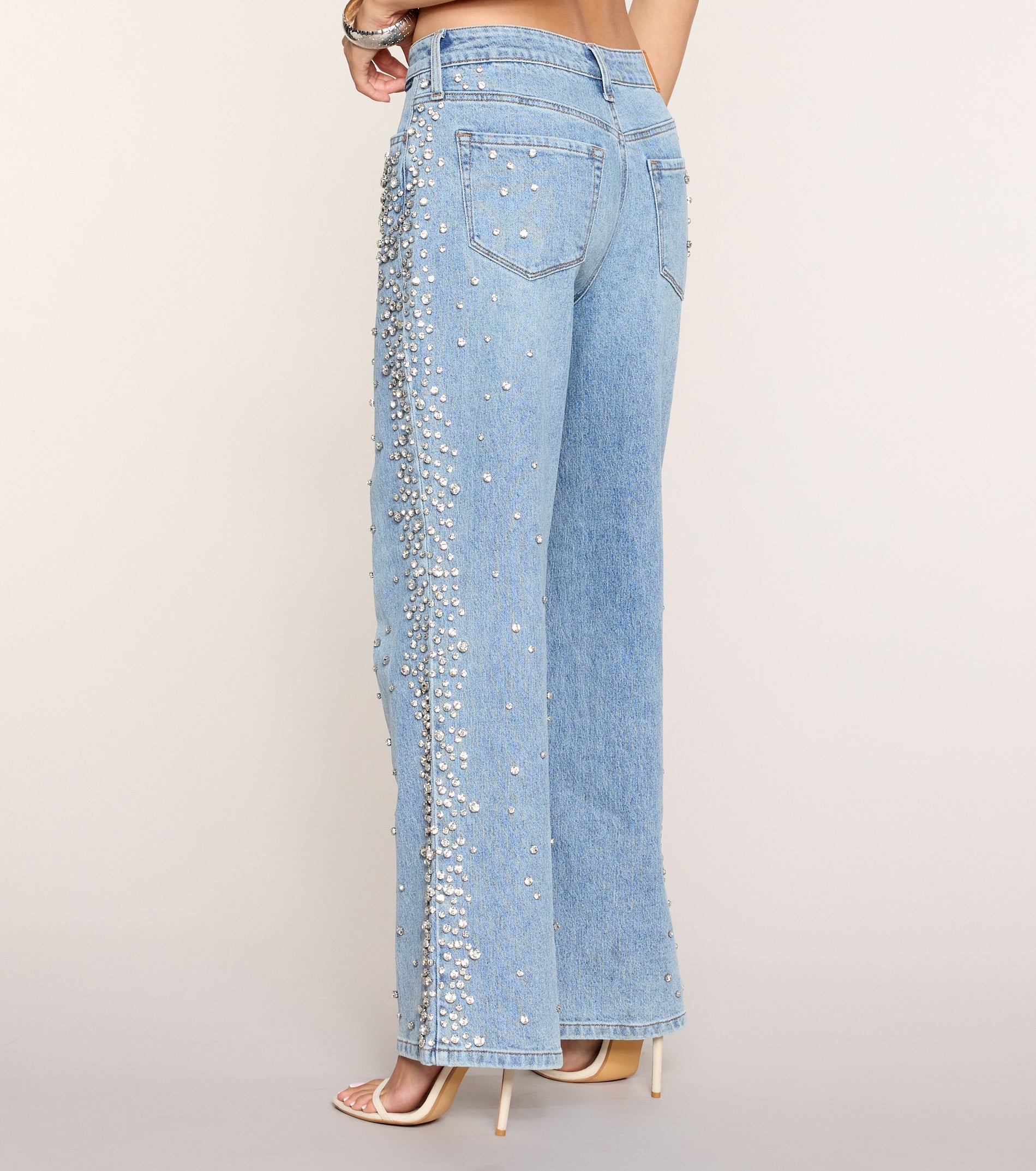 Gem Route Rhinestone Wide-Leg Jeans - Image 4