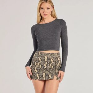 Elevated Edgy Snake Print Denim Mini Skort