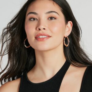 Luxe Obsession Rhinestone Trim Hoop Earrings
