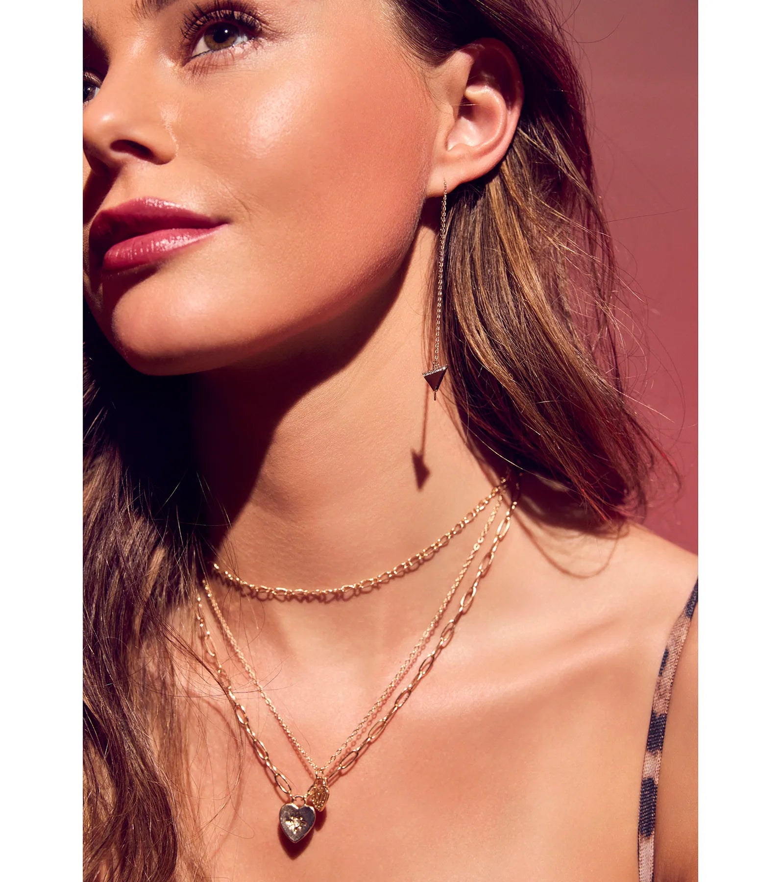 Glittery Goals Triangle Rhinestone Threader Earrings - Image 2