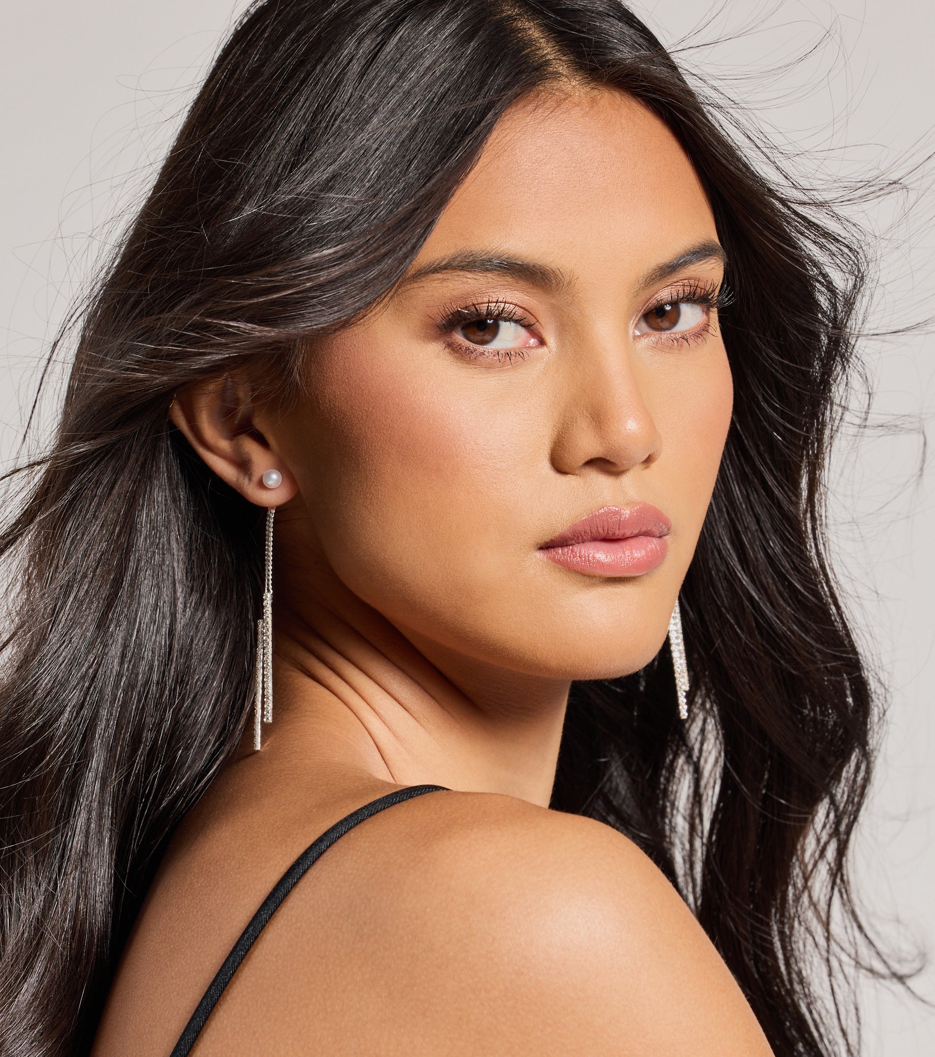 So Luxe Pearl And Rhinestone Dainty Duster Earrings - Image 3
