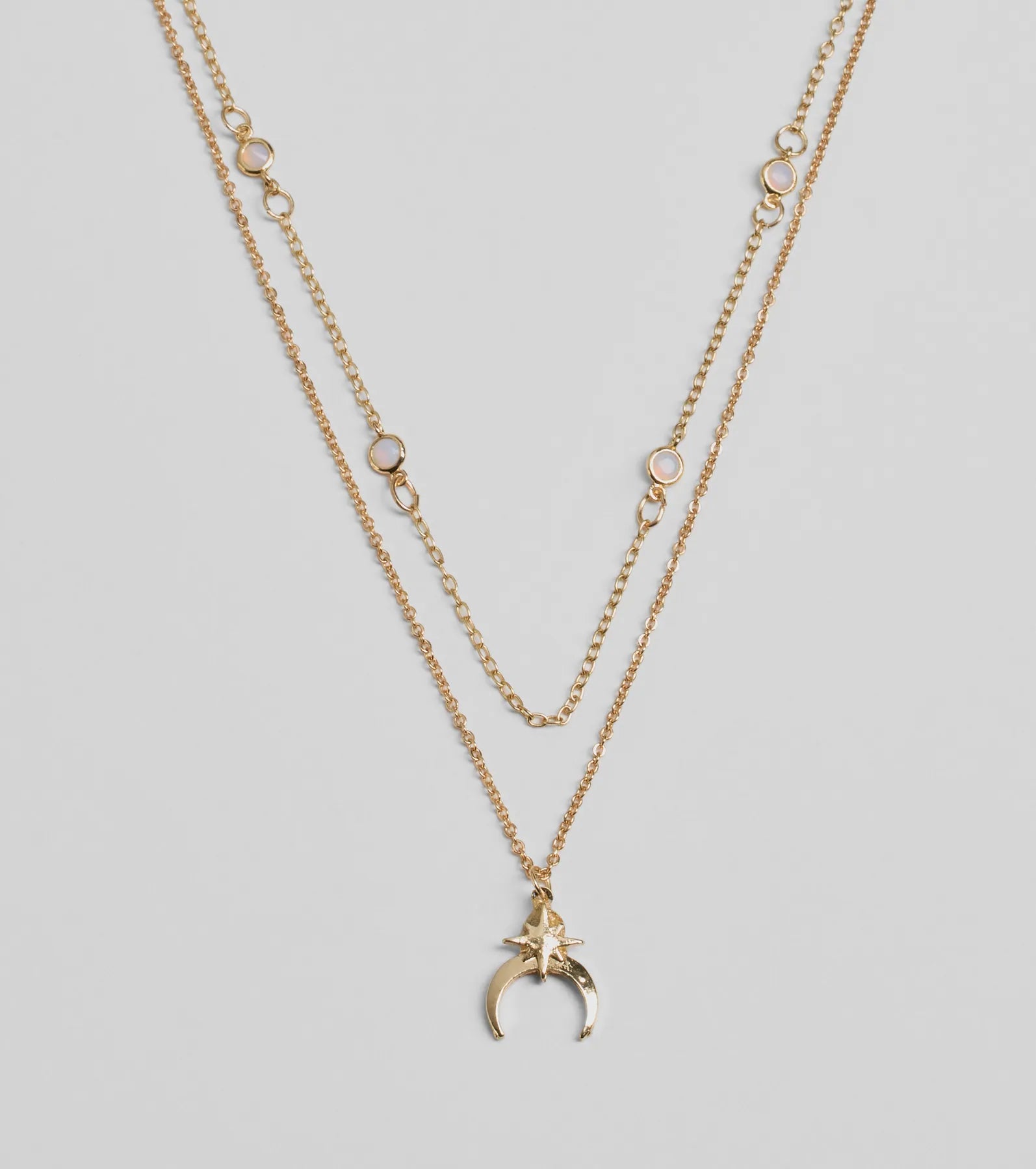 New Moon Star Charm Layered Necklace - Image 2