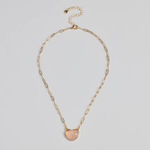 Pretty Aura Rose Quartz Heart Charm Necklace