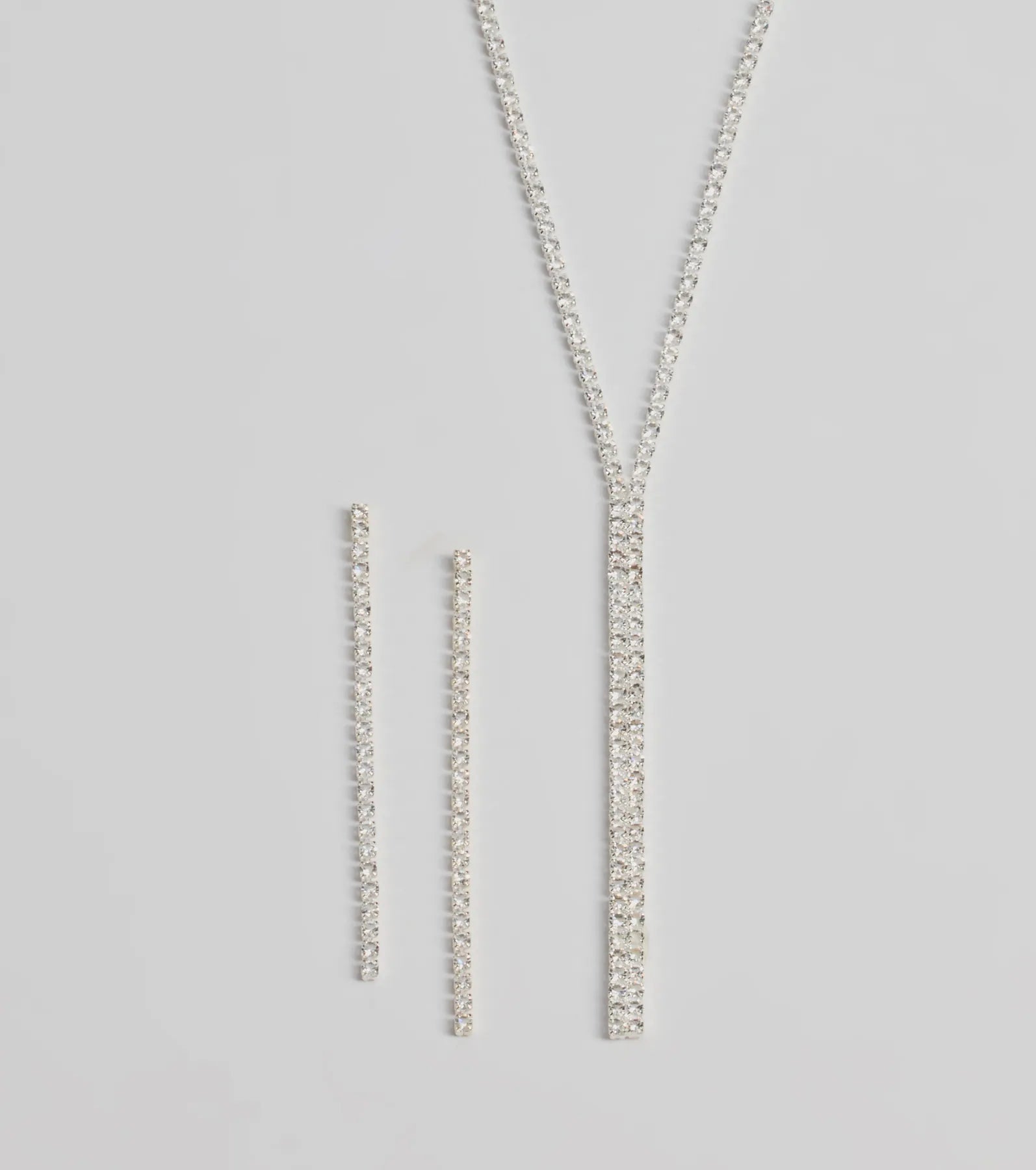Luxe Gleam Rhinestone Necklace And Earrings Set - Image 2