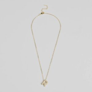 Bubble Letter Monogram Rhinestone Necklace
