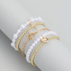 Playful Charm Heart Cross Five-Pack Bracelet Set