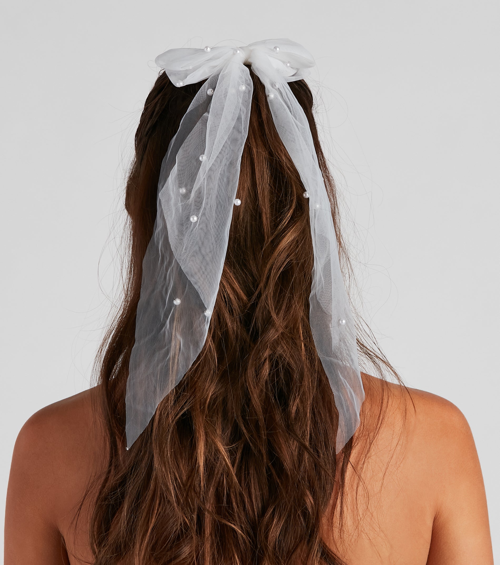 Charming Touch Faux Pearl Tulle Bow Hair Clip - Image 2