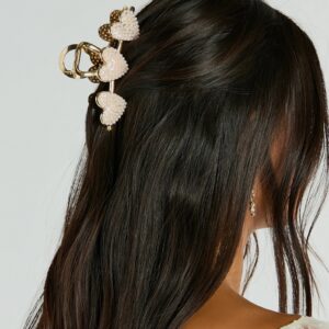 Girly-Chic Pearl Heart Hair Claw Clip