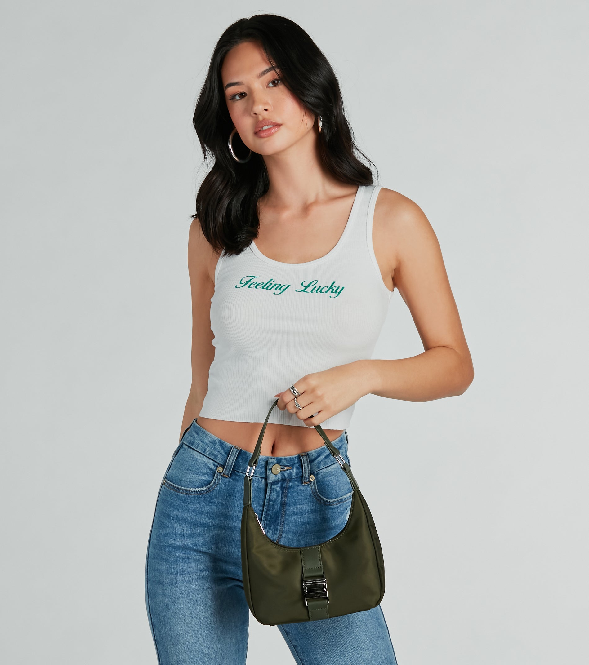Chic Staple Buckle Strap Nylon Shoulder Bag - Image 3