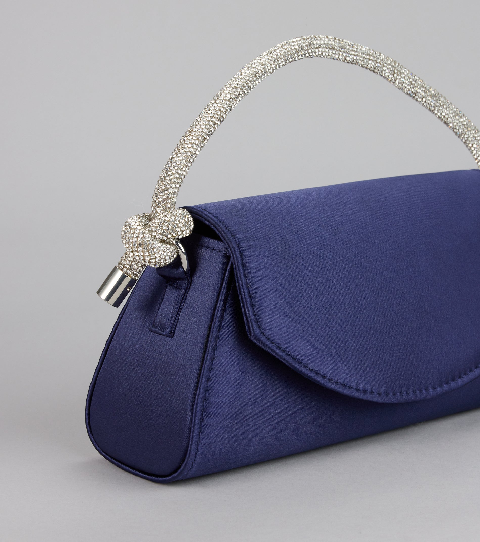 Glam Aspiration Rhinestone Strap Satin Handbag - Image 9