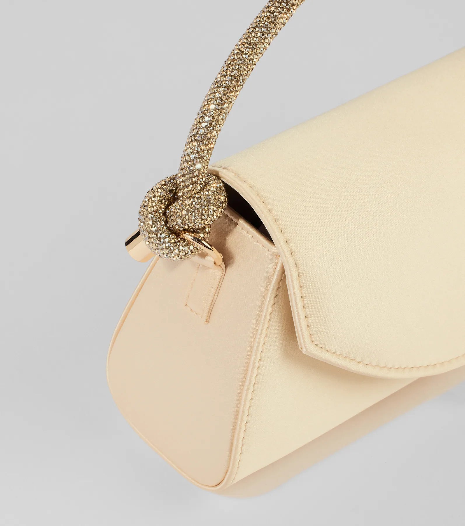 Glam Aspiration Rhinestone Strap Satin Handbag - Image 5