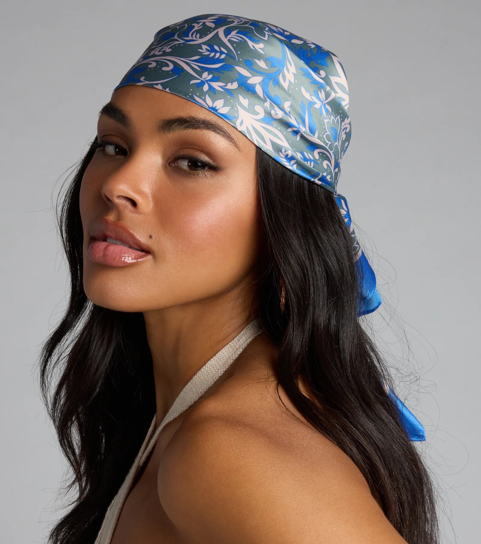 Cause A Stir Floral Satin Scarf - Image 4