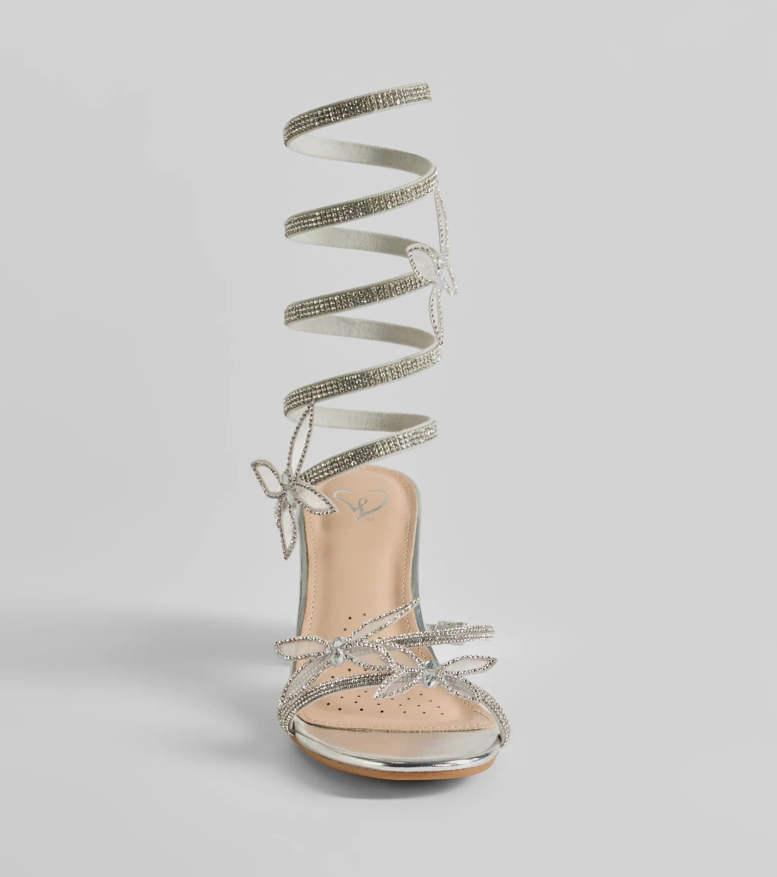 Butterfly Effect Rhinestone Spiral Block Heels - Image 2