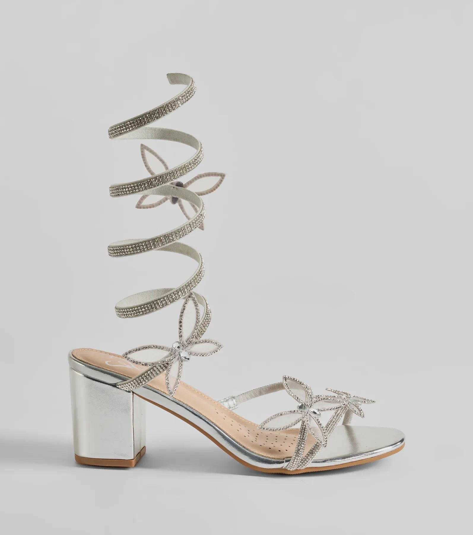 Butterfly Effect Rhinestone Spiral Block Heels - Image 3