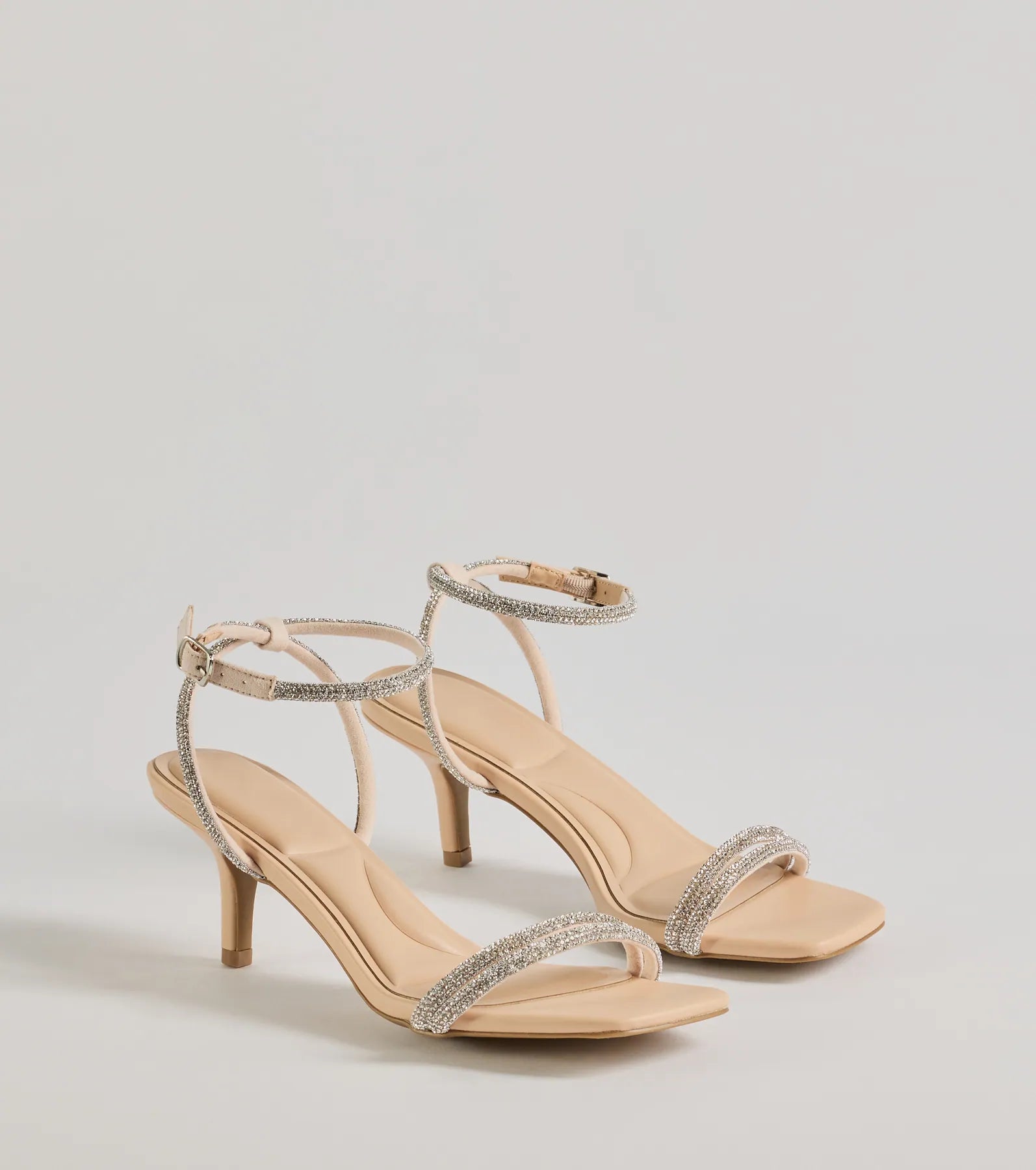 Chic Glamour Rhinestone Strappy Stiletto Kitten Heels - Image 5