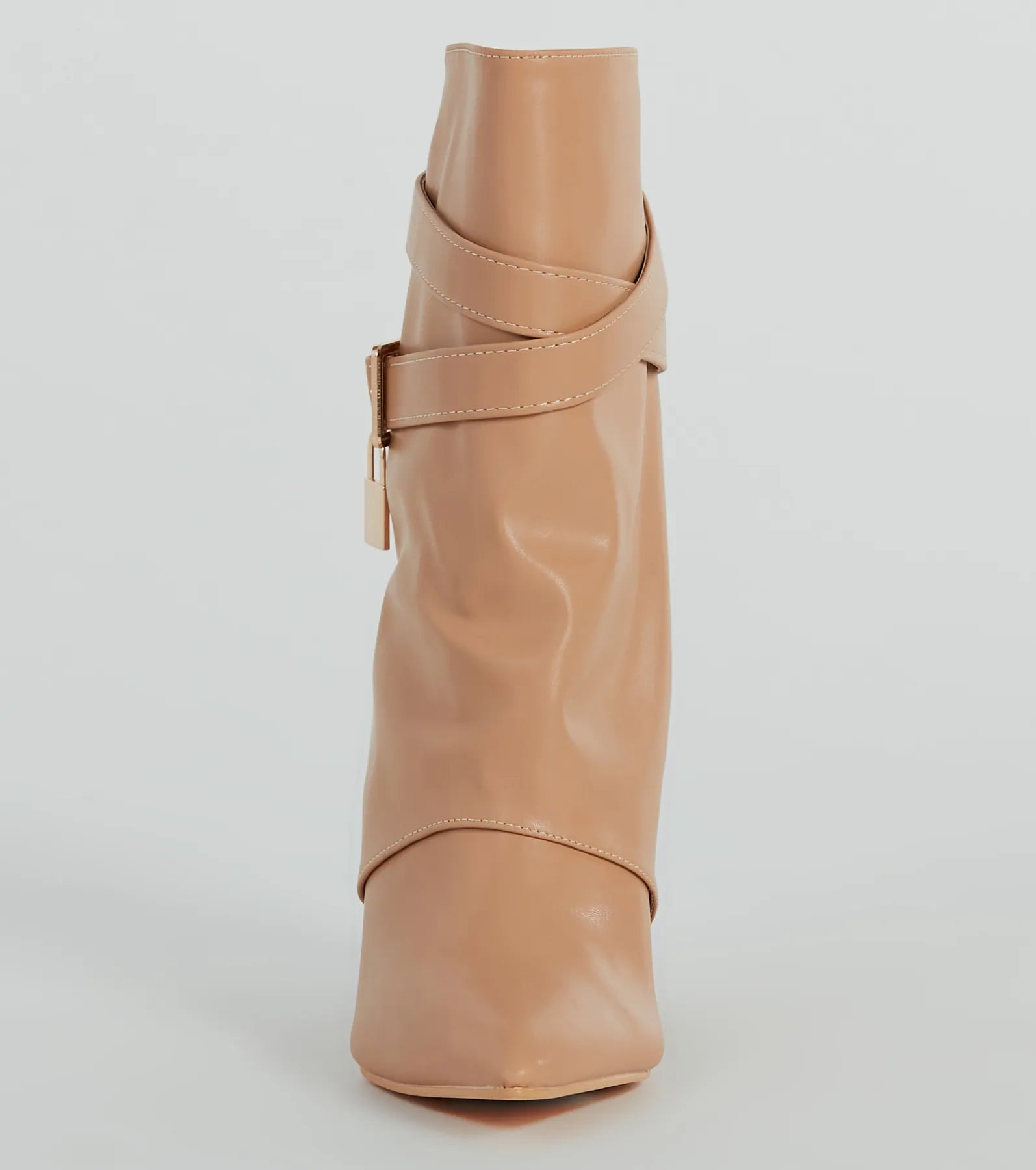 Lock And Key Foldover Wedge Faux Leather Boots - Image 3