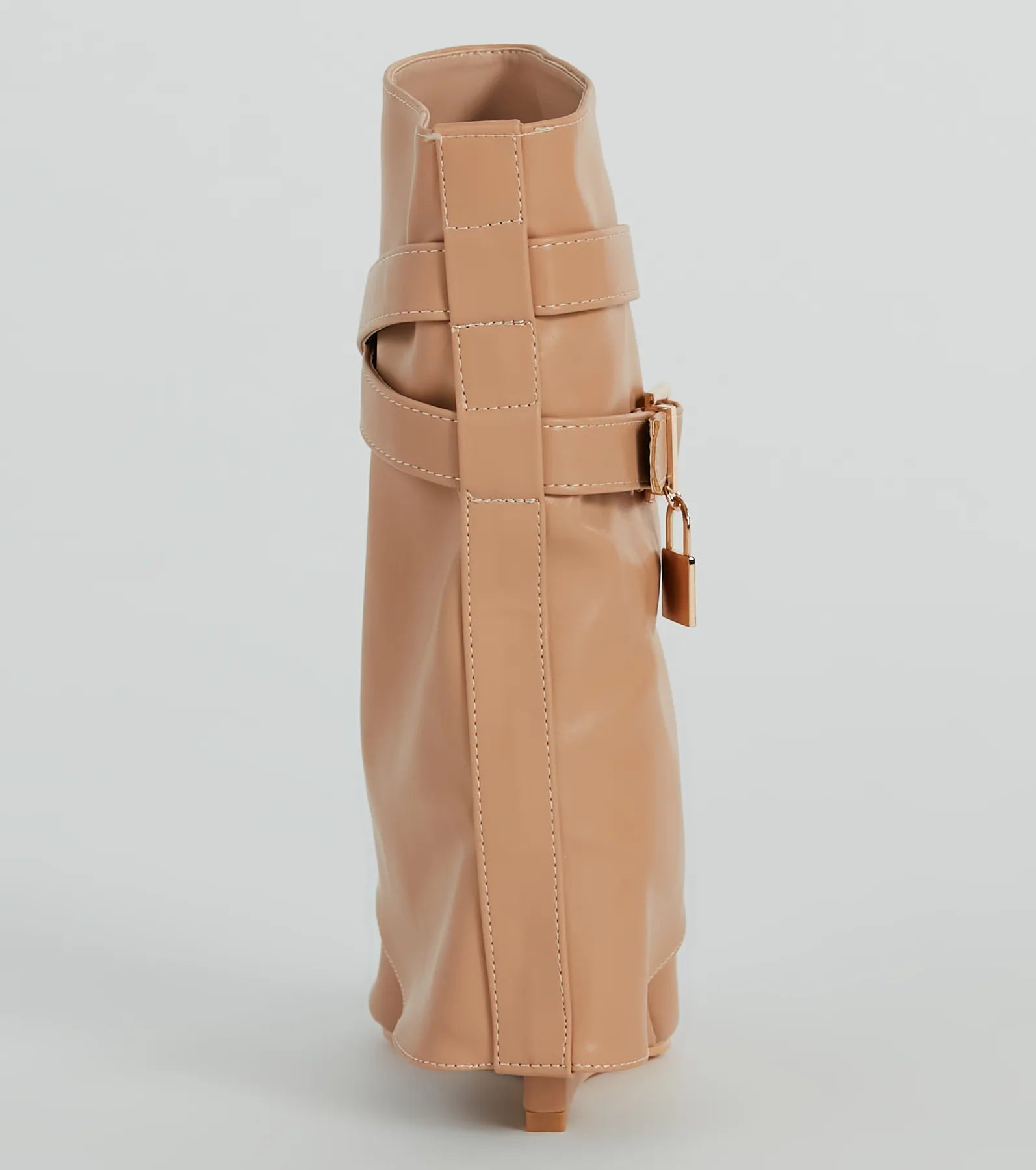Lock And Key Foldover Wedge Faux Leather Boots - Image 4