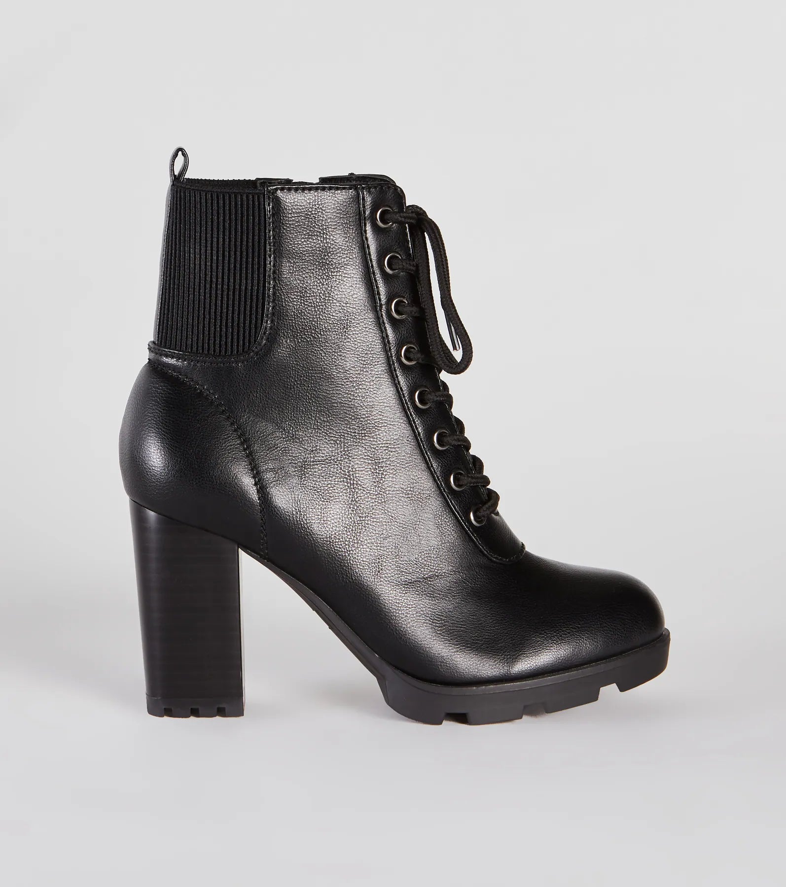 Edgy Perfection Lace-up Heeled Combat Booties - Image 2