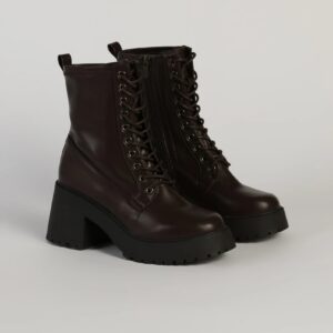 Got The Look Faux Leather Lace Up Lug Booties