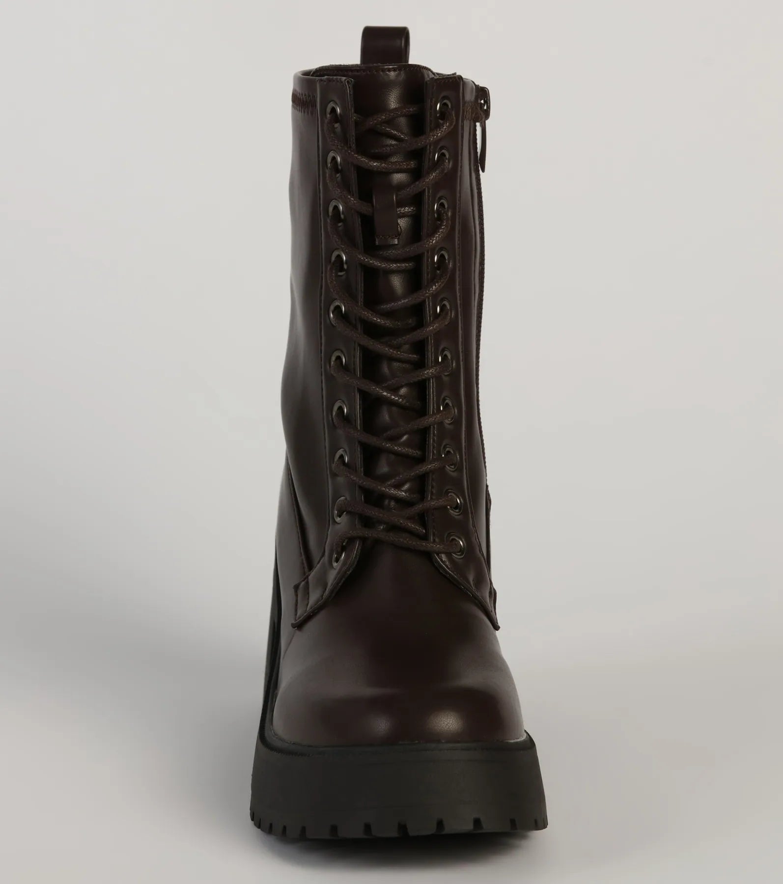 Got The Look Faux Leather Lace Up Lug Booties - Image 3