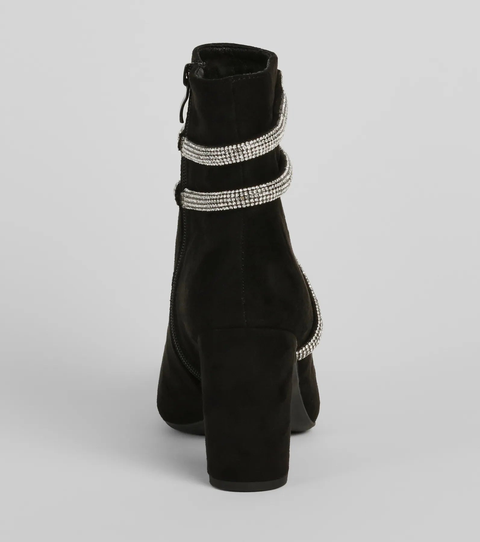 Spoil Yourself Faux Suede Rhinestone Booties - Image 4