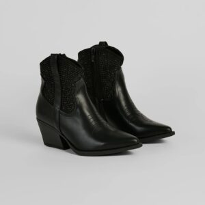 Western Glam Pearl Detail Ankle Booties