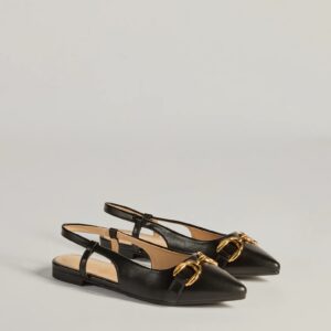Luxe Allure Pointed-Toe Faux Leather Flats