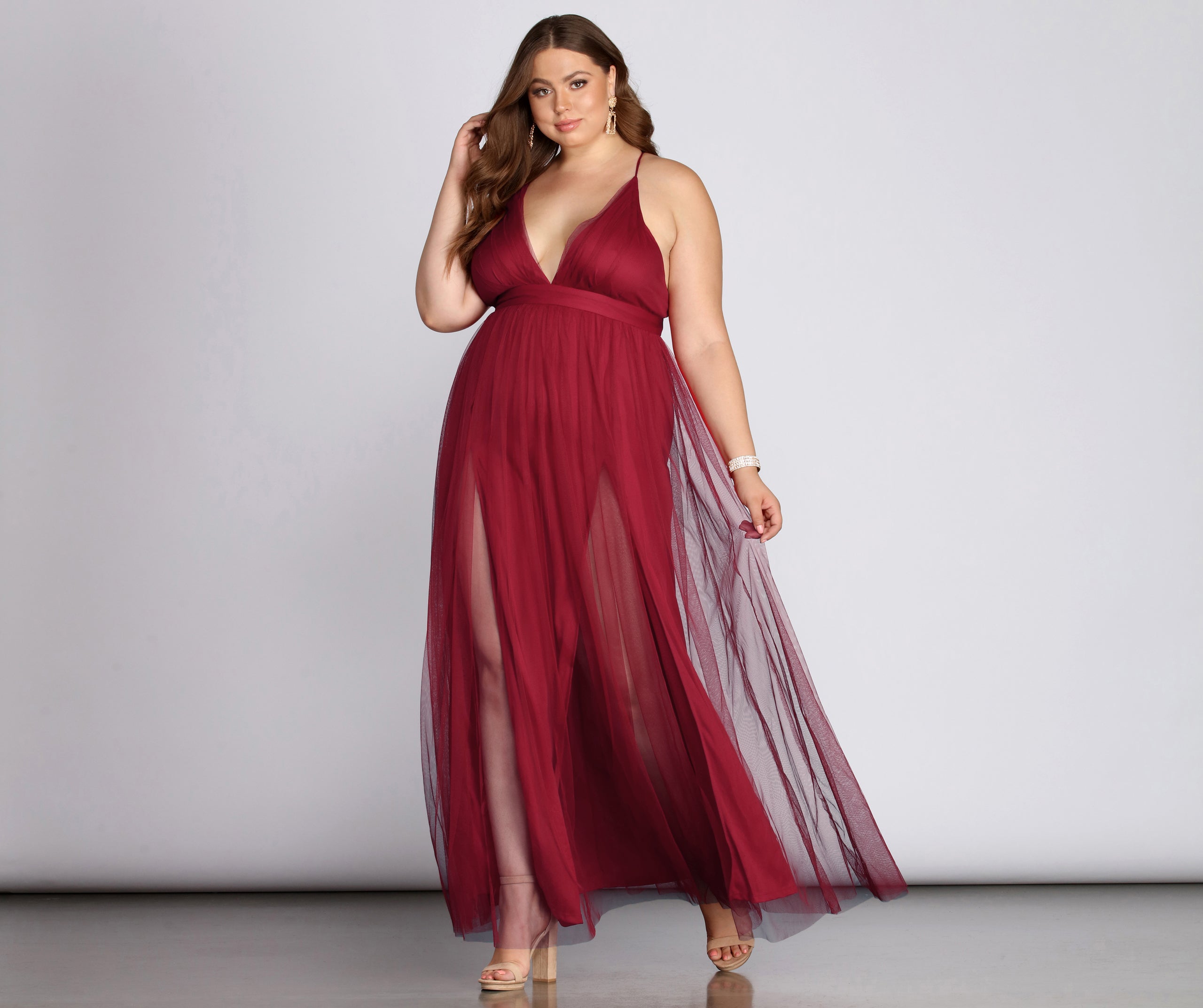 Plus Elisabeth Pleated Tulle Formal Dress - Image 9