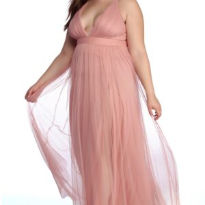 Plus Elisabeth Pleated Tulle Formal Dress